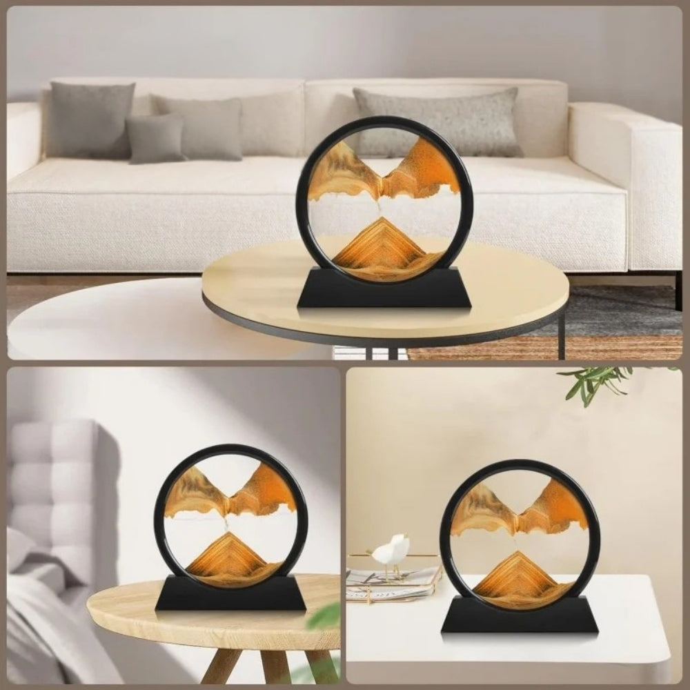 Clessidra Artistica 3D con Sabbia Rotante - Decorazione Moderna da Tavolo, Effetto Montagna Relax
