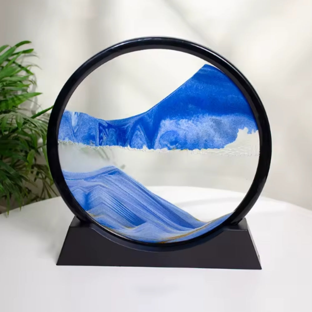 Clessidra Artistica 3D con Sabbia Rotante - Decorazione Moderna da Tavolo, Effetto Montagna Relax