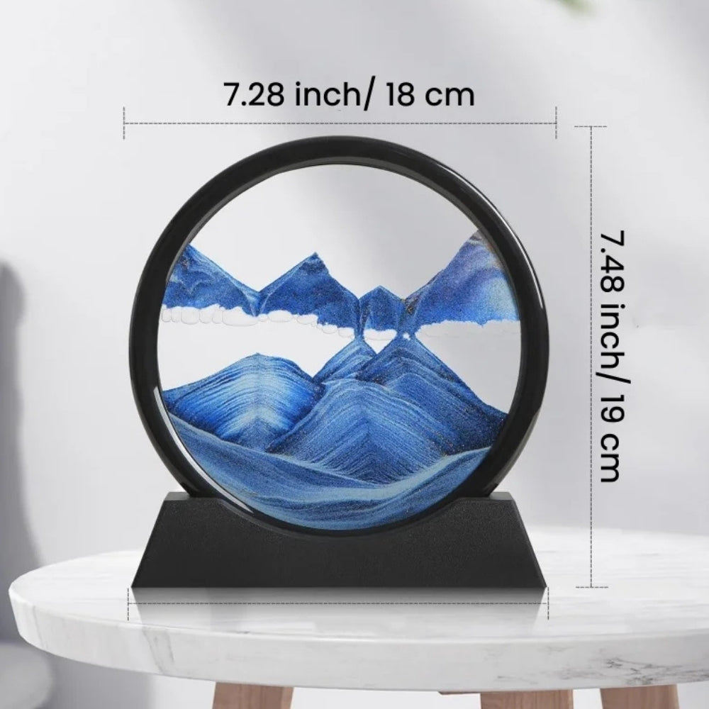 Clessidra Artistica 3D con Sabbia Rotante - Decorazione Moderna da Tavolo, Effetto Montagna Relax